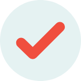 Checkmark Red check mark in blue bubble icon