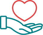 Hand holding heart icon