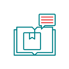 Open book with speech bubble icon