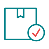 Package with check mark icon