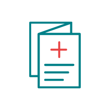 Brochure with red cross icon
