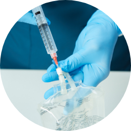 Removing airspace within bag of sodium chloride injection image