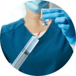 Withdrawing reconstituted solution from vial image