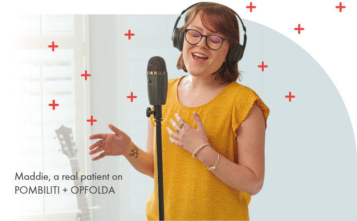 hp-mobile-patient-maddie Ambassador Maddie, who was diagnosed with LOPD in 2009, singing into a microphone